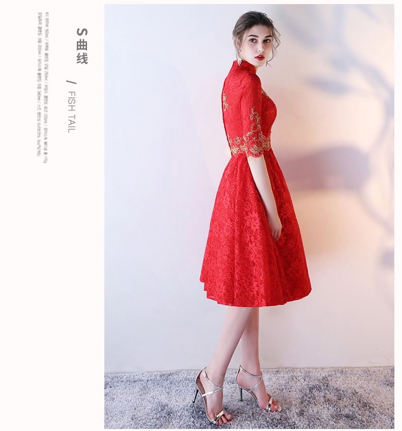 性感優(yōu)雅中式禮服，復(fù)古浪漫蕾絲晚禮服