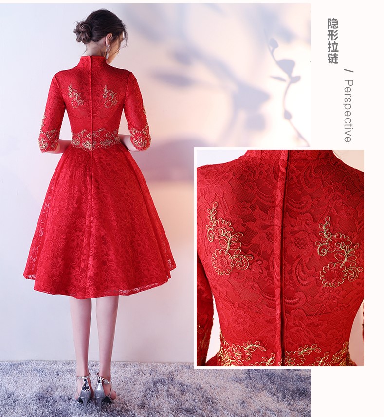 性感優(yōu)雅中式禮服，復(fù)古浪漫蕾絲晚禮服