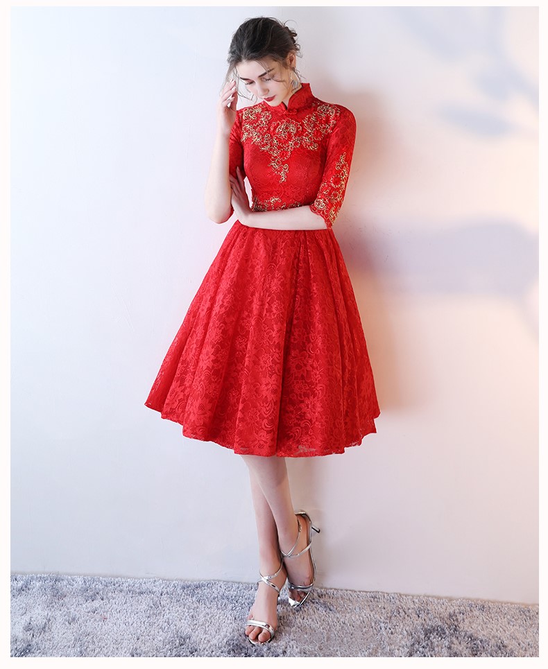 性感優(yōu)雅中式禮服，復(fù)古浪漫蕾絲晚禮服