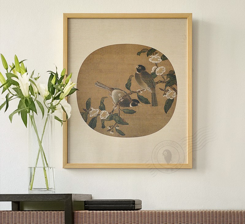 新中式花卉團(tuán)扇裝飾畫(huà)