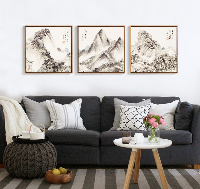 十款家佳樂文學(xué)裝飾畫，新中式中國(guó)水墨客廳掛畫