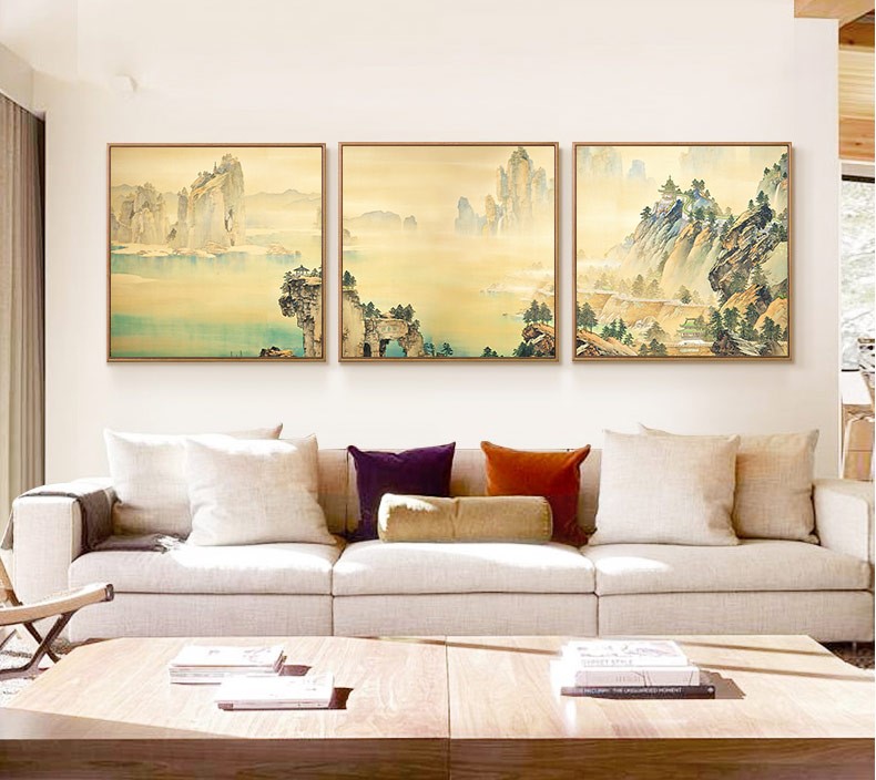 十款家佳樂(lè)文學(xué)裝飾畫，新中式中國(guó)水墨客廳掛畫