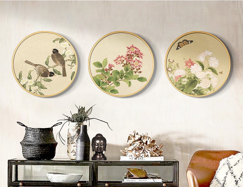 家佳樂(lè)文學(xué)圓形花鳥(niǎo)國(guó)畫(huà)裝飾畫(huà)