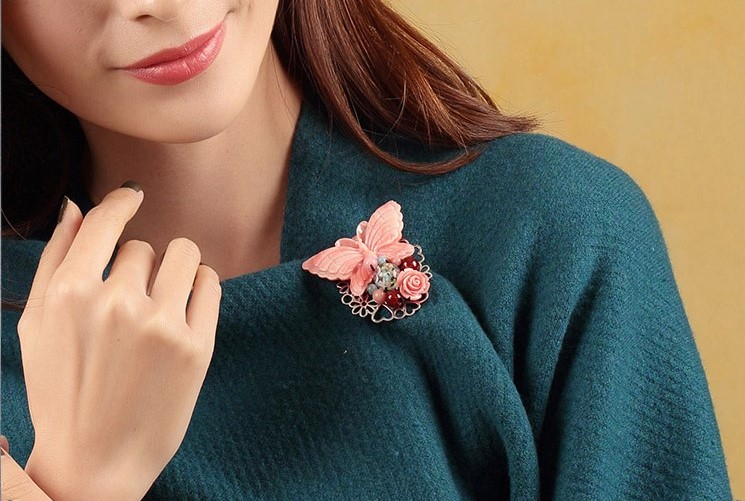 蝶舞家佳樂文學古典胸針，古風毛衣胸花