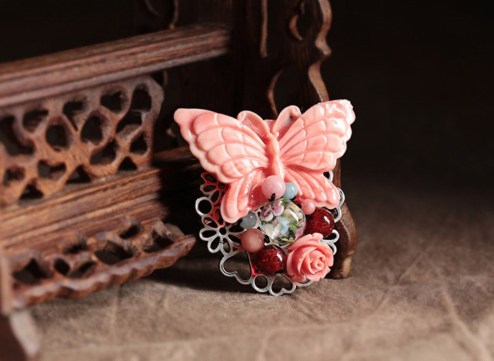 蝶舞家佳樂文學古典胸針，古風毛衣胸花