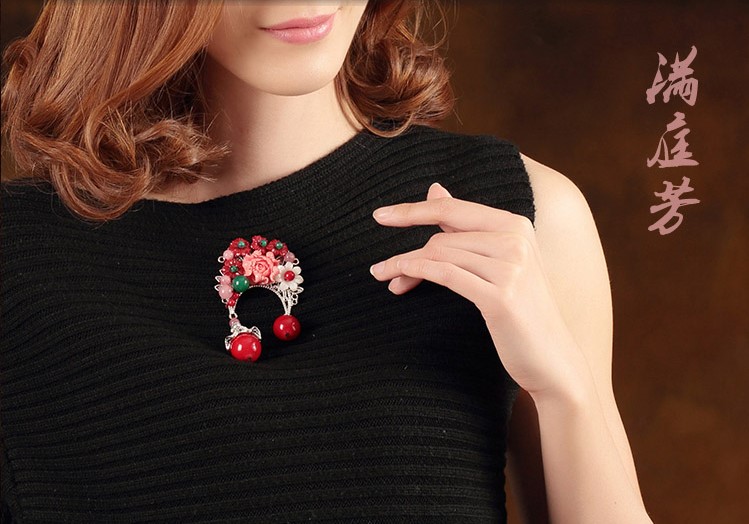 貝殼花朵古典家佳樂文學胸針，復古風胸花