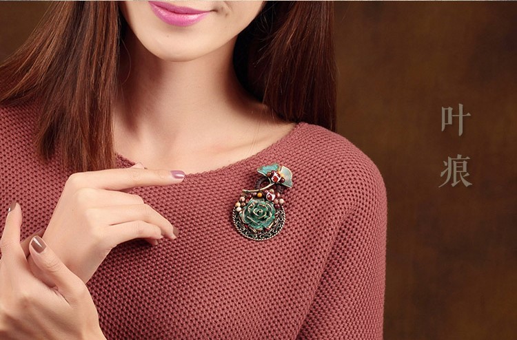 葉痕復(fù)古文藝胸針，民族風(fēng)風(fēng)胸花飾品