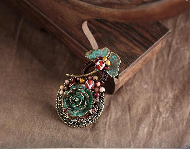 葉痕復(fù)古文藝胸針，民族風(fēng)風(fēng)胸花飾品