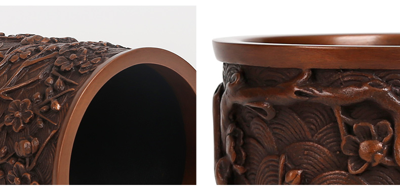 仿古梅花紋筆筒，文房四寶擺件