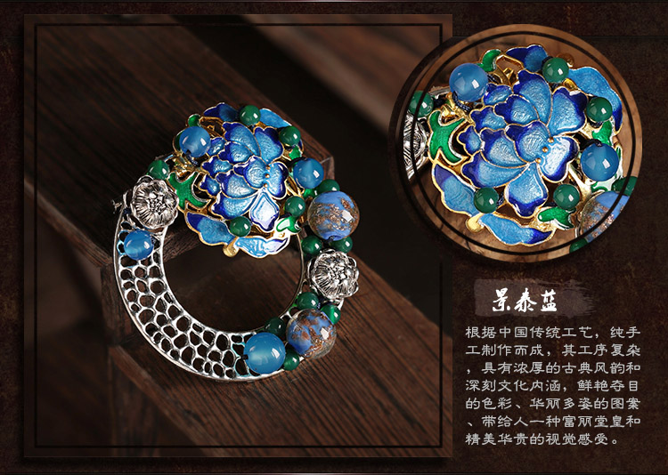 藍(lán)蓮花復(fù)古風(fēng)毛衣胸針，家佳樂文學(xué)胸花飾品