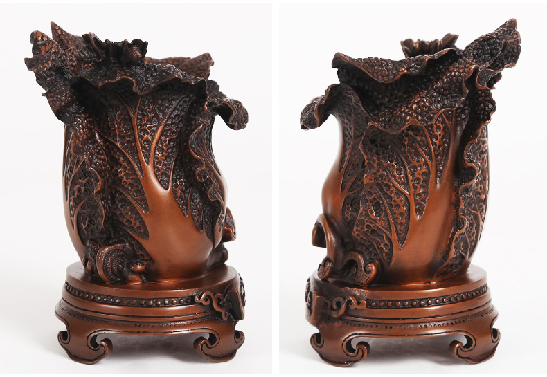 仿古百財(cái)聚來(lái)筆筒，招財(cái)文房四寶擺件