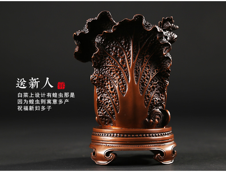 仿古百財(cái)聚來(lái)筆筒，招財(cái)文房四寶擺件