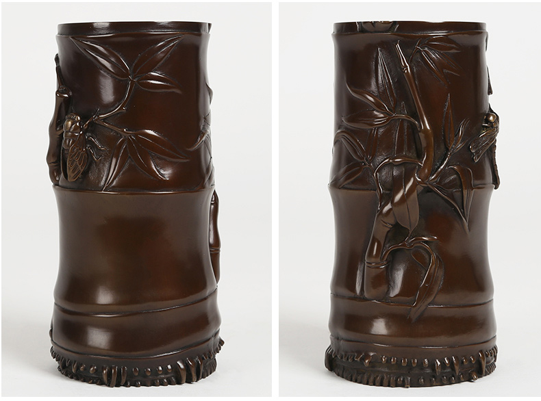 仿古知足常樂高潔筆筒，文房四寶擺件