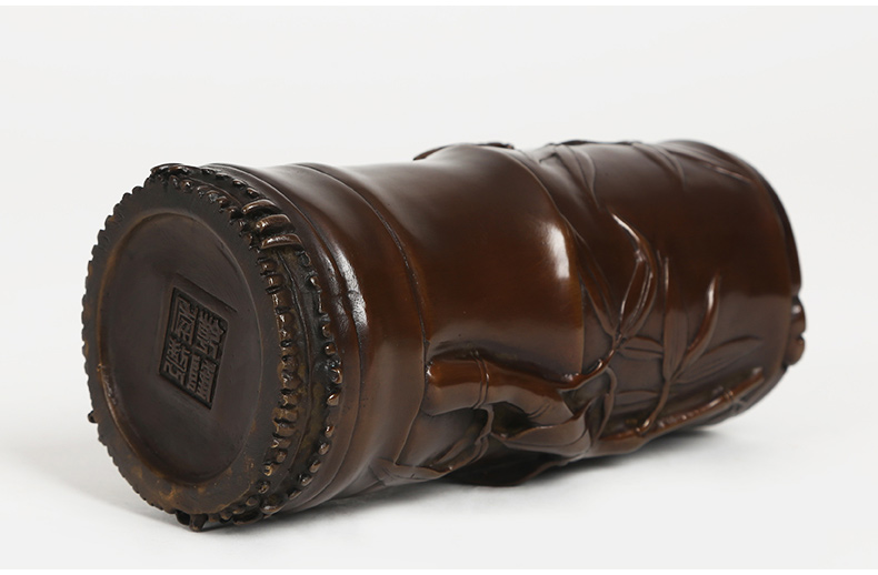 仿古知足常樂高潔筆筒，文房四寶擺件