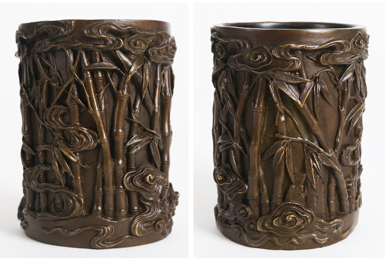 仿古步步高筆筒，文房四寶擺件