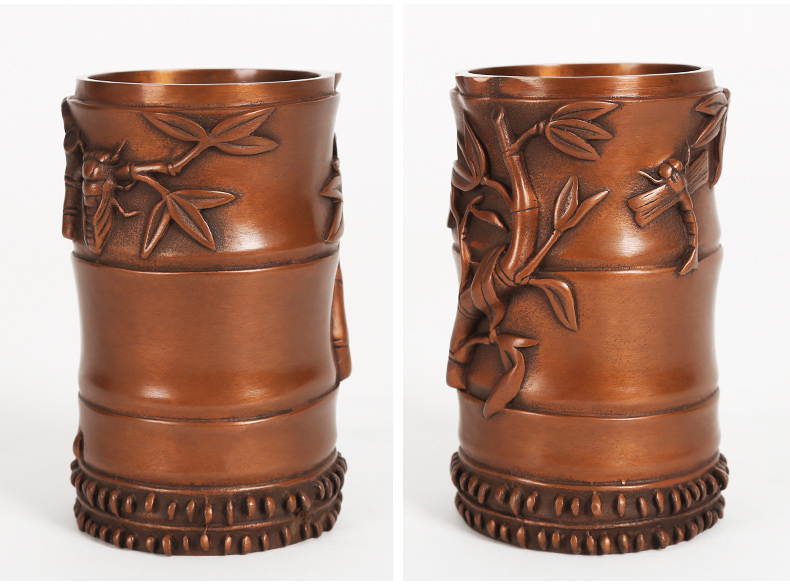 仿古知了蟬筆筒，文房四寶擺件