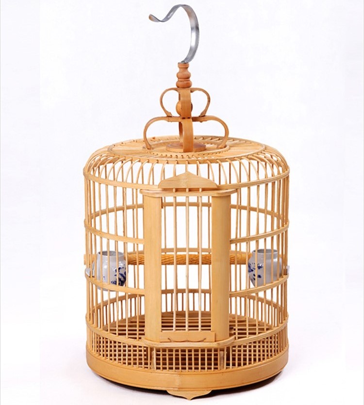 原木色畫眉鳥籠，竹制鳥籠子