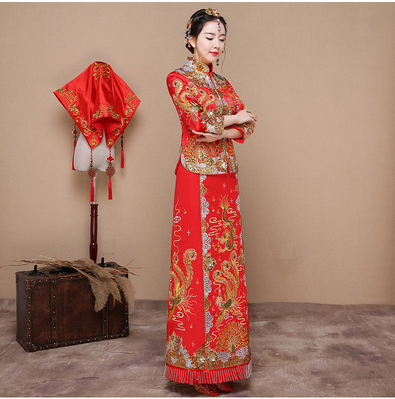 龍鳳之喜中式禮服，精致新娘結(jié)婚禮服