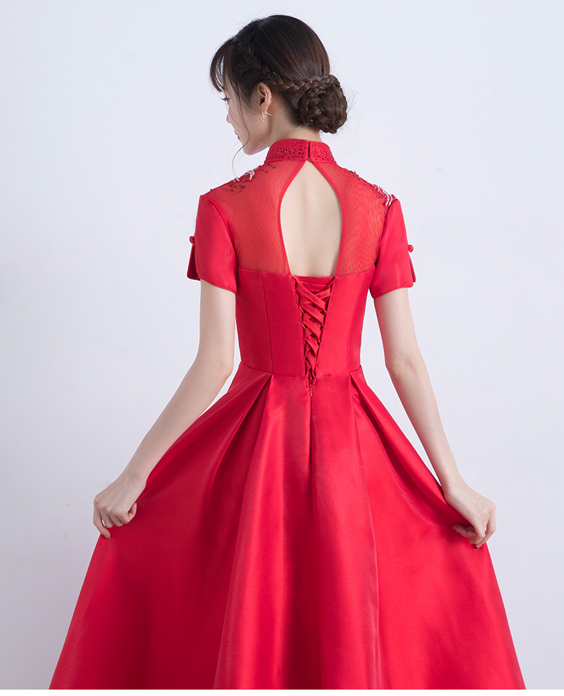 復(fù)古立領(lǐng)中式禮服，家佳樂文學(xué)晚禮服