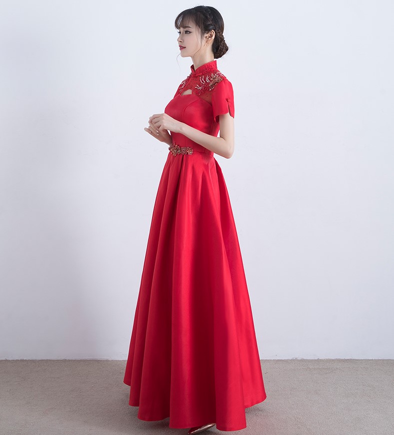 復(fù)古立領(lǐng)中式禮服，家佳樂文學(xué)晚禮服