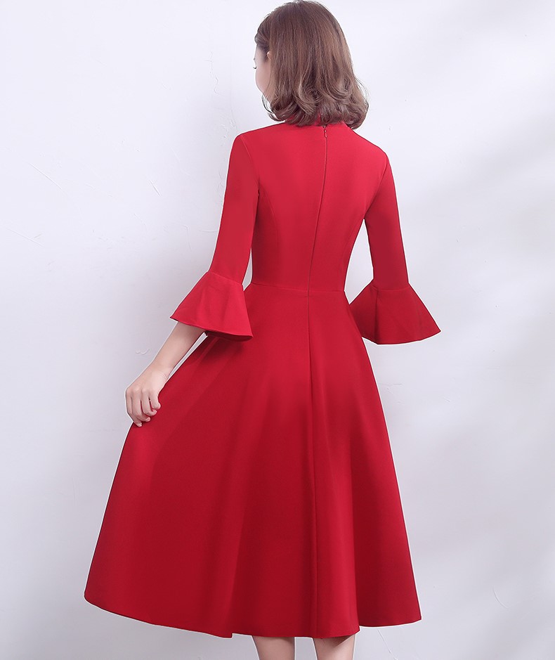 復古荷葉袖口中式禮服，簡約時尚晚禮服