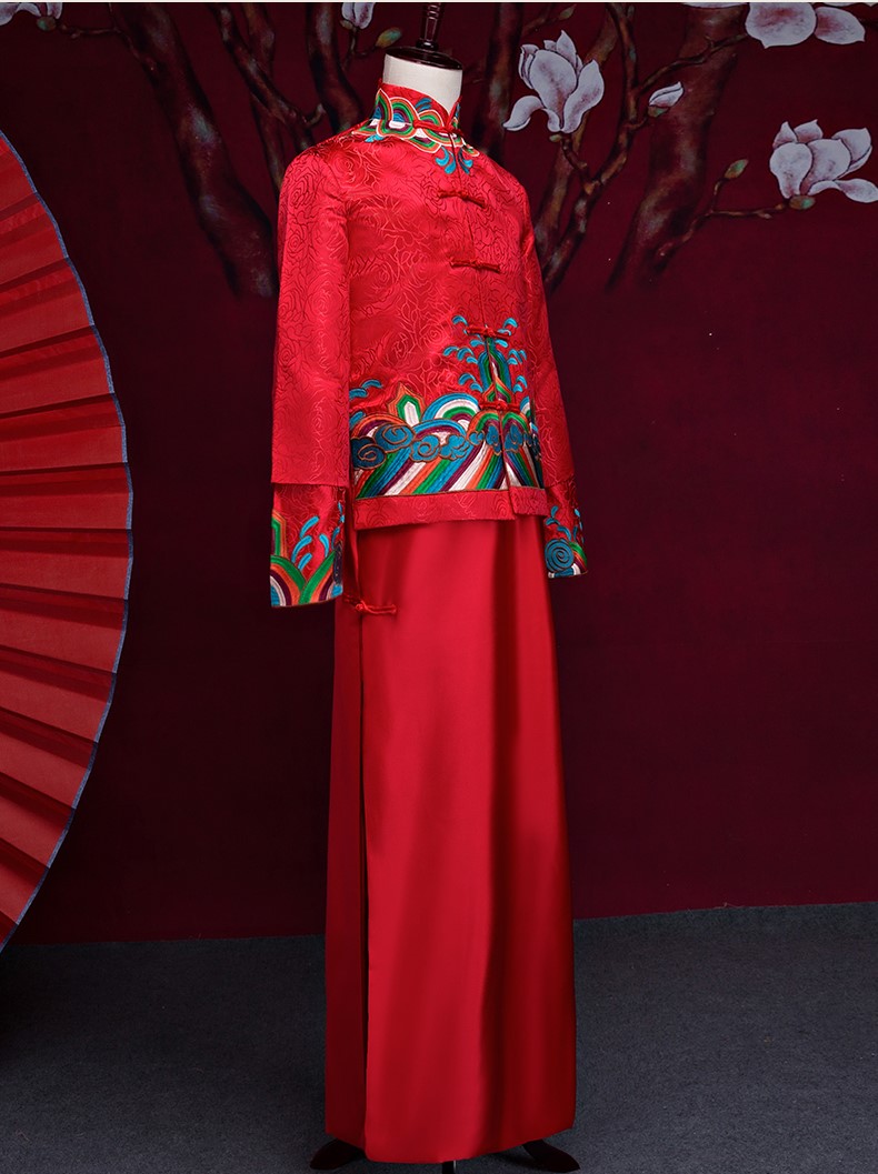 家佳樂(lè)文學(xué)男士中式禮服，家佳樂(lè)文學(xué)新郎結(jié)婚禮服