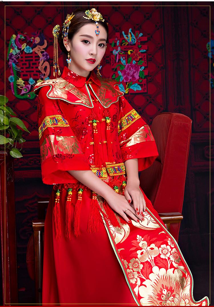 復(fù)古秀禾服中式禮服，家佳樂文學(xué)新娘結(jié)婚禮服