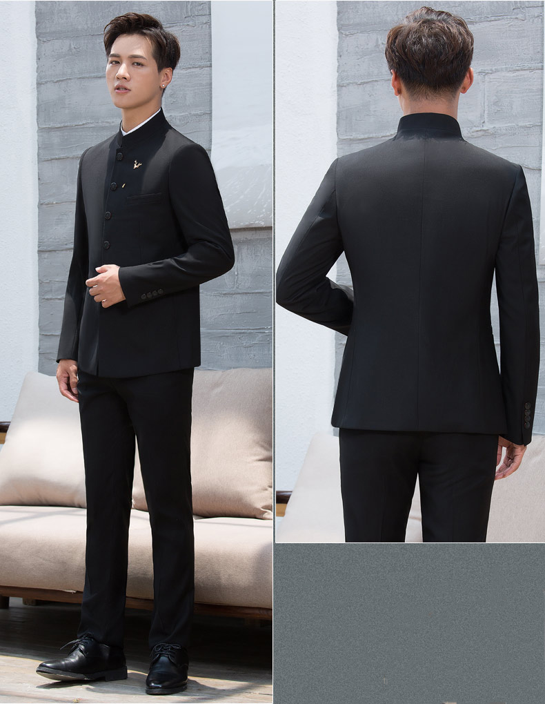 古典簡(jiǎn)潔中華立領(lǐng)男青年中山裝