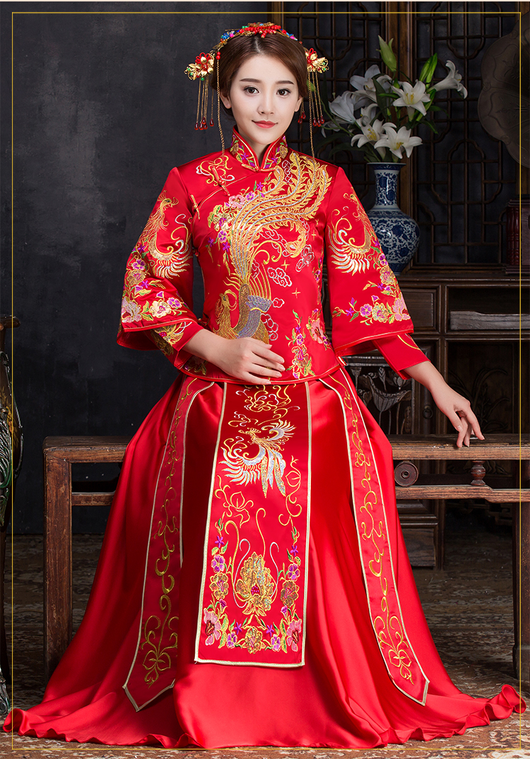 優(yōu)雅時尚中式禮服，復(fù)古家佳樂文學(xué)新娘禮服