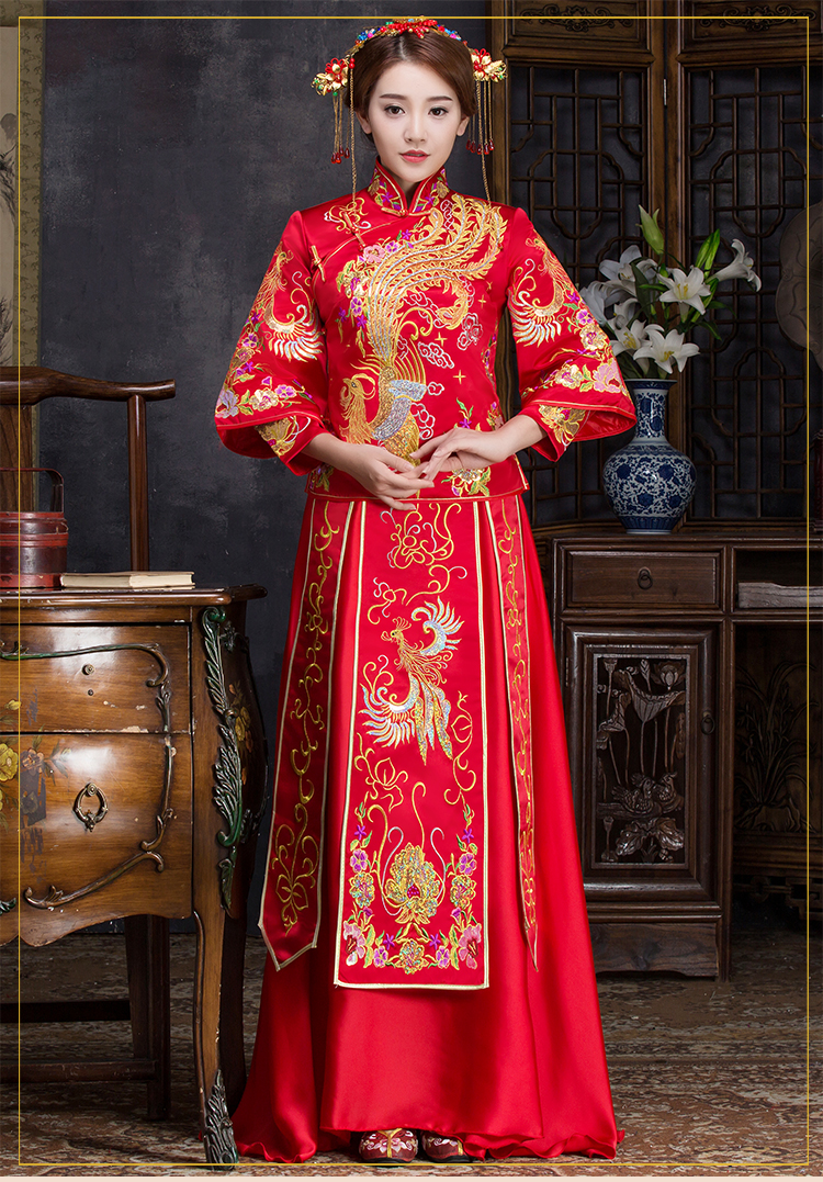 優(yōu)雅時尚中式禮服，復(fù)古家佳樂文學(xué)新娘禮服