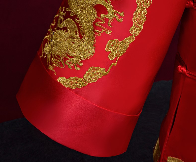 金龍男士古裝中式禮服，復(fù)古家佳樂文學(xué)新郎禮服