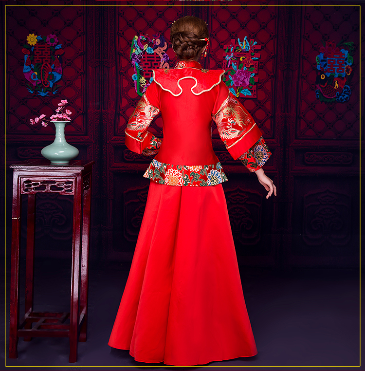 復(fù)古風(fēng)小披肩新娘禮服，時尚氣質(zhì)中式禮服