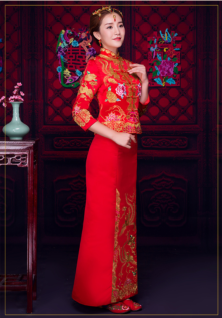 儒雅裙擺新娘禮服，魅力時尚中式禮服