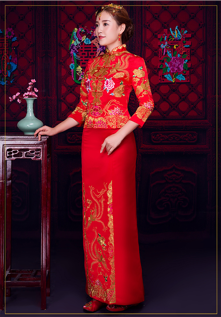 儒雅裙擺新娘禮服，魅力時尚中式禮服