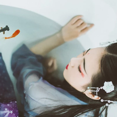 金魚(yú)妖艷的女子頭像，唯美古風(fēng)真人頭像