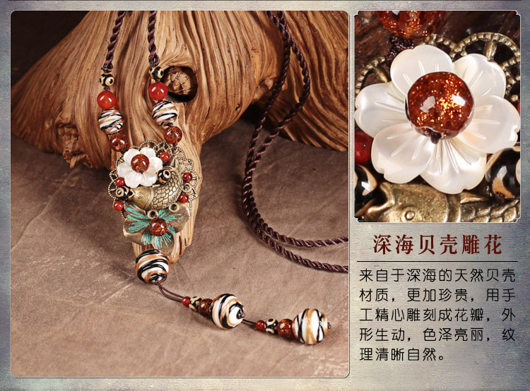 復(fù)古風(fēng)琉璃吊墜毛衣鏈,魚(yú)影風(fēng)銷(xiāo)項(xiàng)鏈