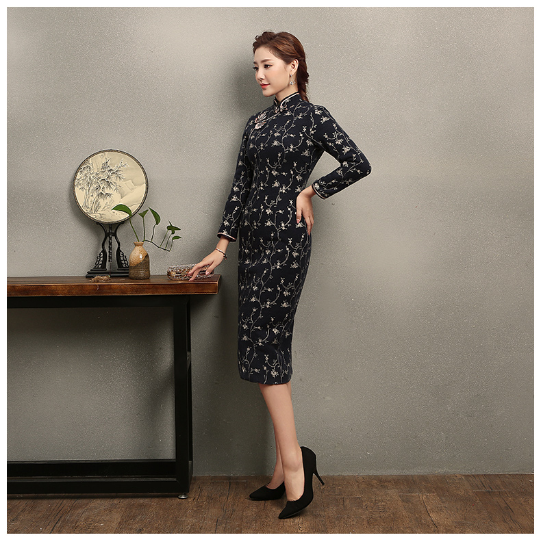 芊枝織花旗袍，復(fù)古民族風(fēng)旗袍裙