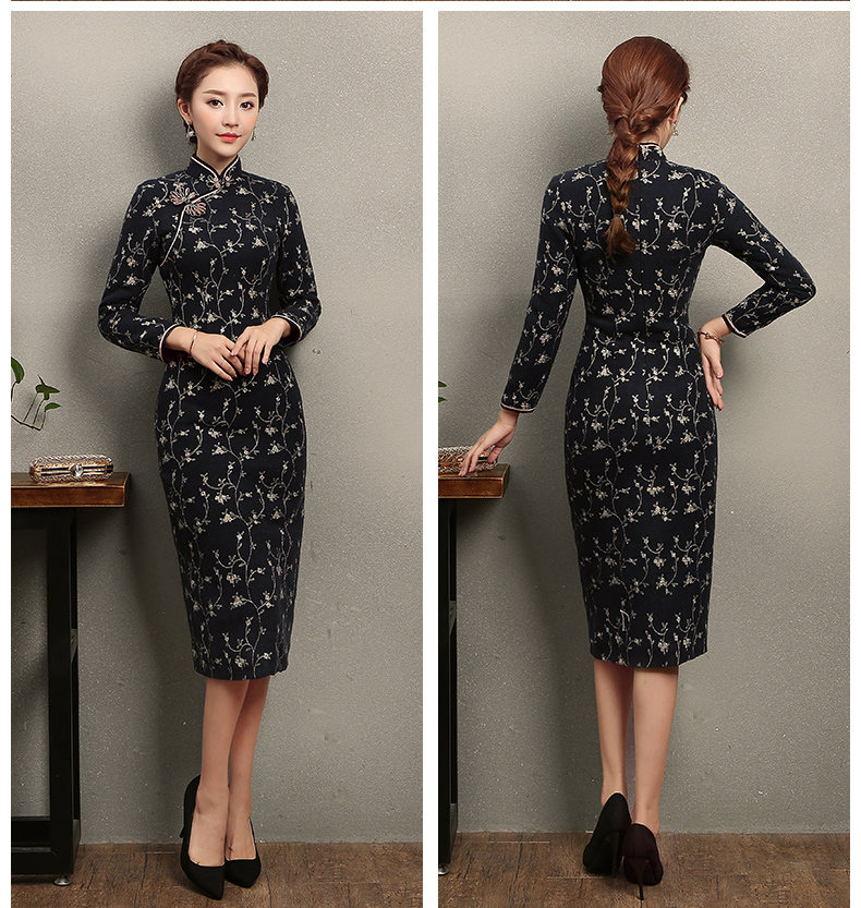 芊枝織花旗袍，復(fù)古民族風(fēng)旗袍裙