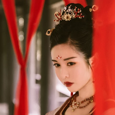 紅佛女子頭像，唯美古風真人頭像