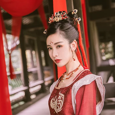 紅佛女子頭像，唯美古風真人頭像