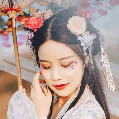 嬌艷帶傘女生頭像，唯美古風(fēng)真人頭像