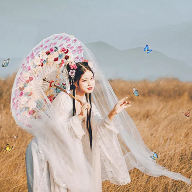 嬌艷帶傘女生頭像，唯美古風(fēng)真人頭像