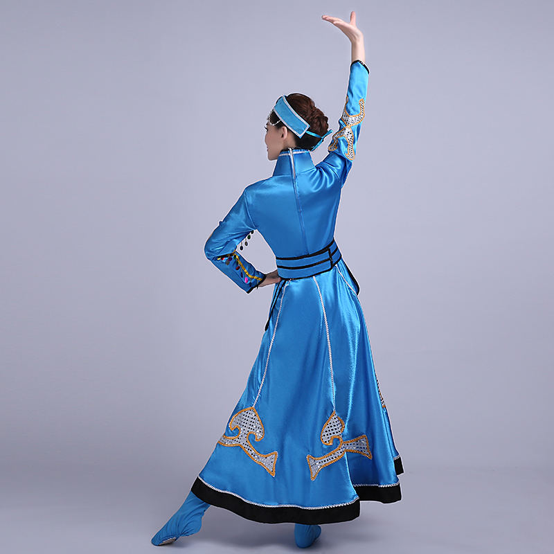 藍色大裙擺蒙古族服飾，少數(shù)民族服裝