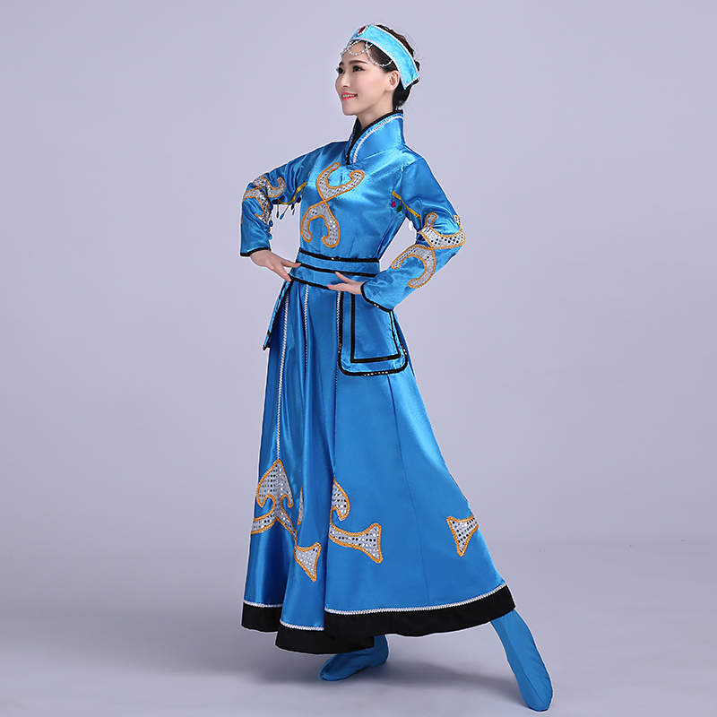 藍色大裙擺蒙古族服飾，少數(shù)民族服裝