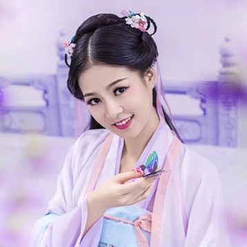 飄逸紫衣帶團扇女生頭像，唯美古風(fēng)真人頭像