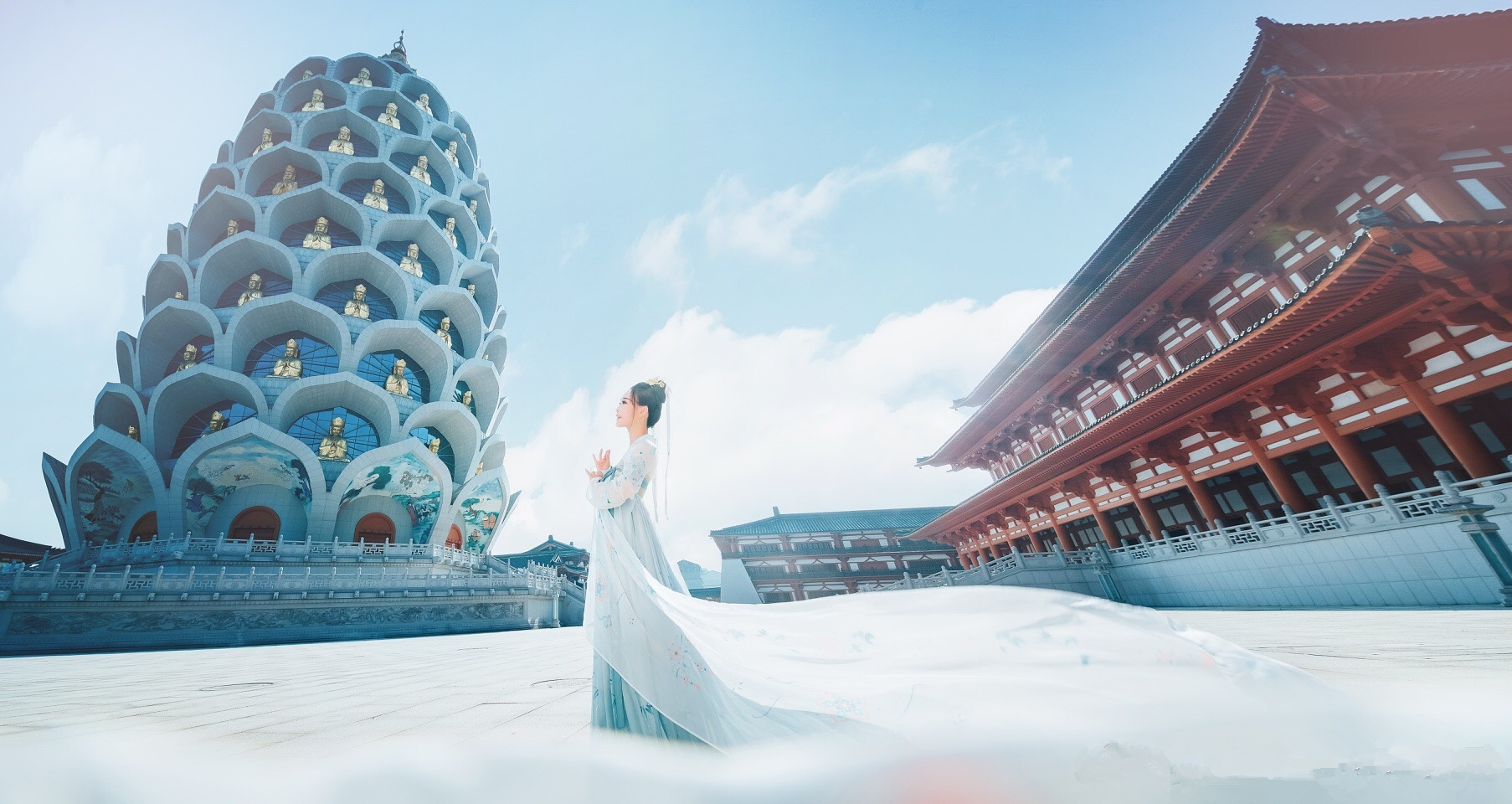 淡藍色漢服女子·古裝人像攝影