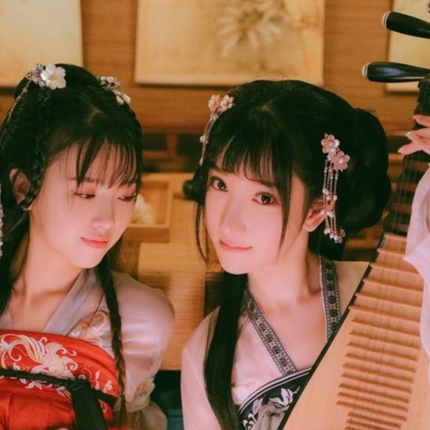 清新淡雅漢服閨蜜頭像，唯美古風真人頭像