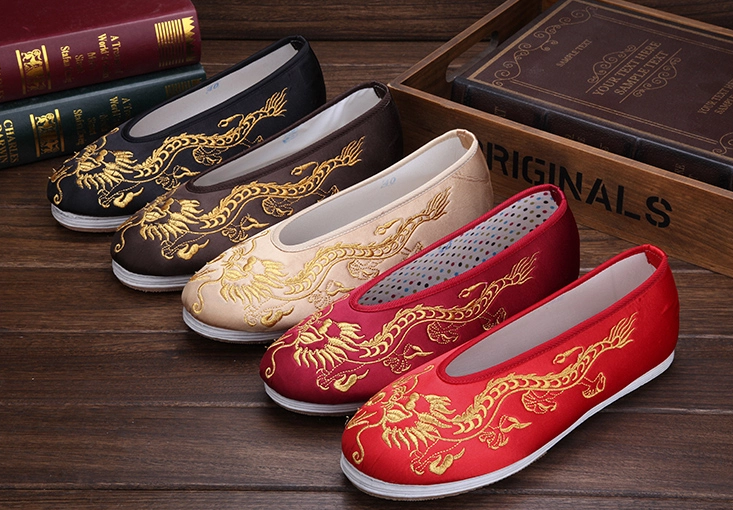 時(shí)尚家佳樂(lè)文學(xué)繡花鞋，男士手工千層底繡花鞋