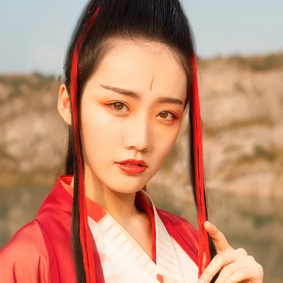 紅衣女子霸氣喝酒頭像，唯美古風真人頭像