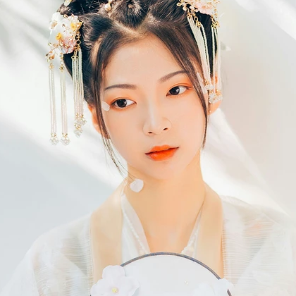 花神淚帶團(tuán)扇女生頭像，唯美古風(fēng)真人頭像